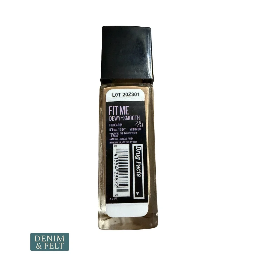 NEW Maybelline Fit Me Dewy Smooth Foundation 225 Medium Buff SPF 18 1oz